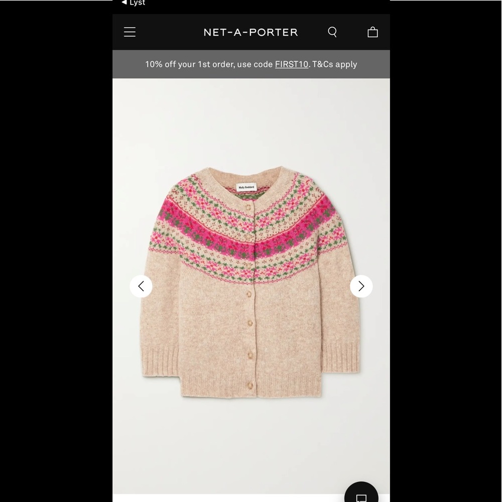 MOLLY GODDARD Fair Isle wool cardigan - Picture 2 of 2